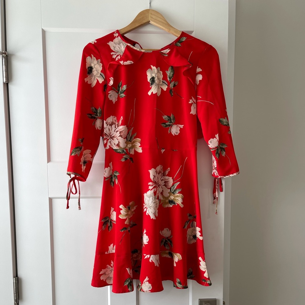 TopShop red floral dress